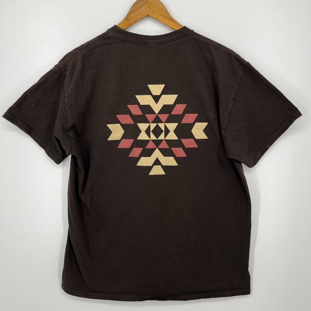 Pendleton T-Shirt Men's Size M Brown‎ Double Sided Logo Short Sleeve Crew Neck